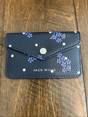 NWOT Jack Wills Navy Floral & Polka Dot Card Holder